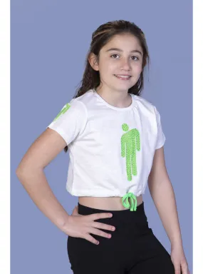 Printed - Crew neck - Unlined - Ecru - Girls` T-Shirt